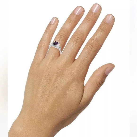 Charter Club Silver-Tone Pave & Purple Square Crystal Halo Ring 5,8,9 sizes NWT - Picture 3 of 6